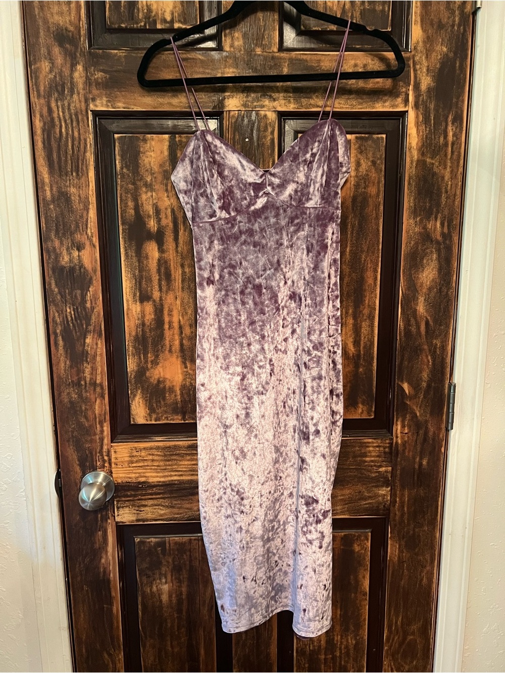 Revamped Lavender Crushed Velvet Midi Slip Dress